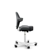 HÅG Capisco 8106 - Paloma Soft (Wollsdorf) - Semi-aniline leather - ATG55206 - Grey - White - 150mm (seat height 40–55cm) - Soft castors for hard floors