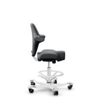 HÅG Capisco 8106 - Paloma Soft (Wollsdorf) - Semi-aniline leather - ATG55206 - Grey - White - 200 mm (seat height 46-64cm) - Hard castors for soft floors