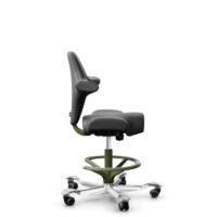 HÅG Capisco 8106 - Paloma Soft (Wollsdorf) - Semi-aniline leather - ATG55206 - Grey - Moss Grey - 200 mm (seat height 46-64cm) - Soft castors for hard floors