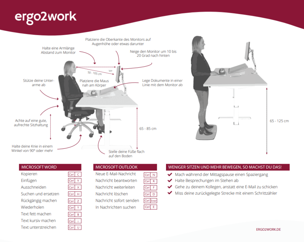 Muismat mit Tips - Ergo2Work - Deutsche Layout