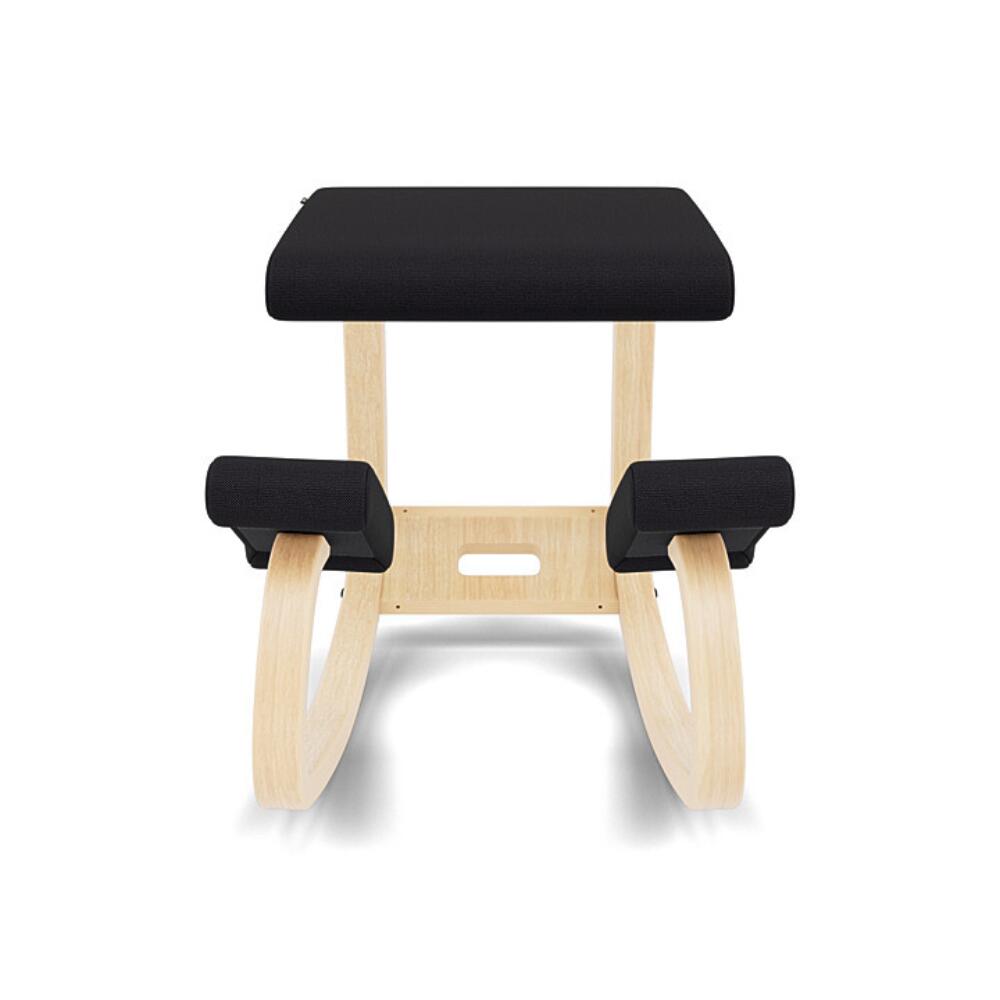 Vooraanzicht Variér Variable Kniestoel Zonder Rug Naturel frame en Zwarte bekleding