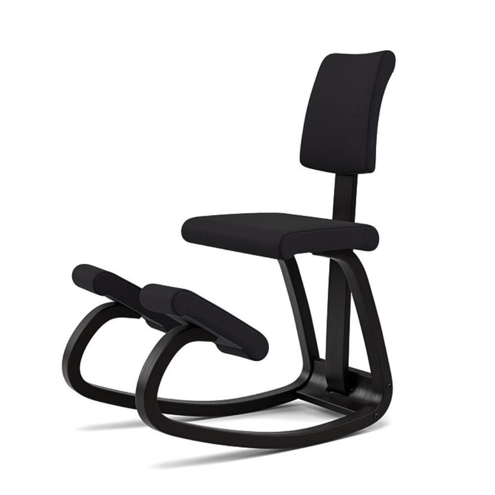 Variér Variable Balans PLUS Kniestoel met Rugleuning Zwart zijaanzicht