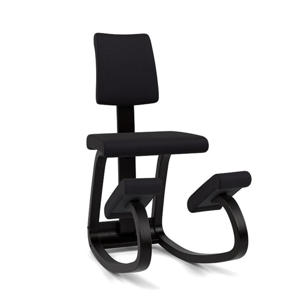 Variér Variable Balans PLUS Kniestoel met Rugleuning Zwarte bekleding en Frame