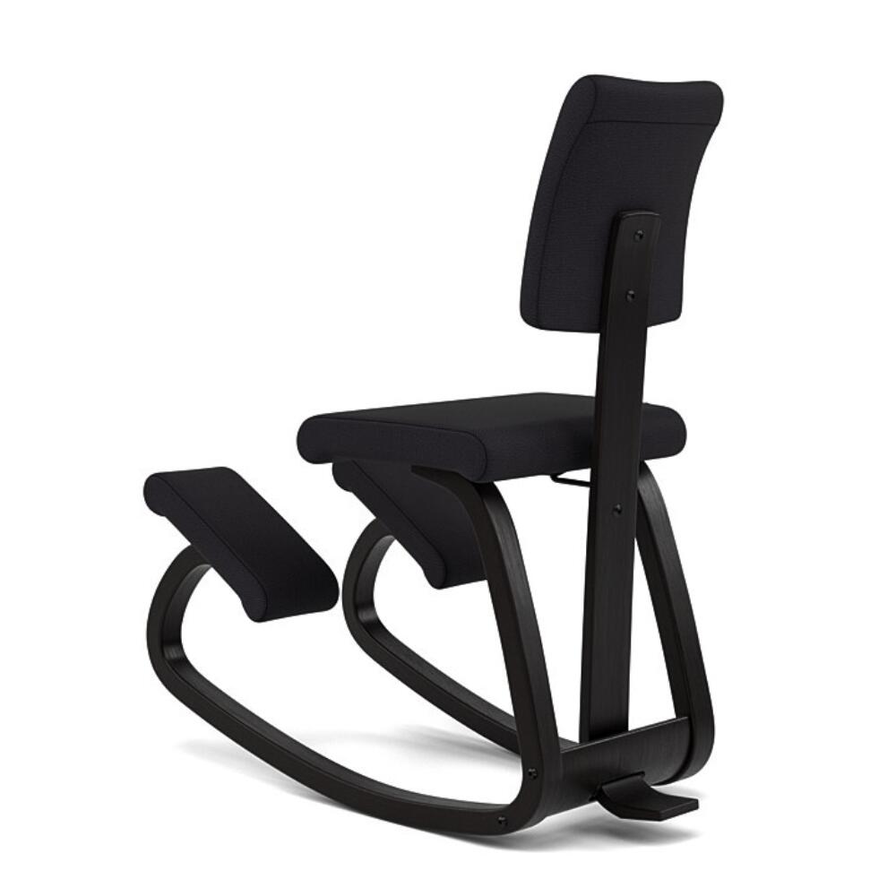 Achterkant Variér Variable Balans PLUS Kniestoel met Rugleuning Zwart