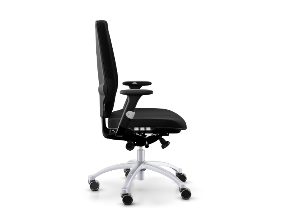 RH Extend 220 Ergonomischer Bürostuhl – XL-Sitzfläche, Schwarz mit silbernem Gestell