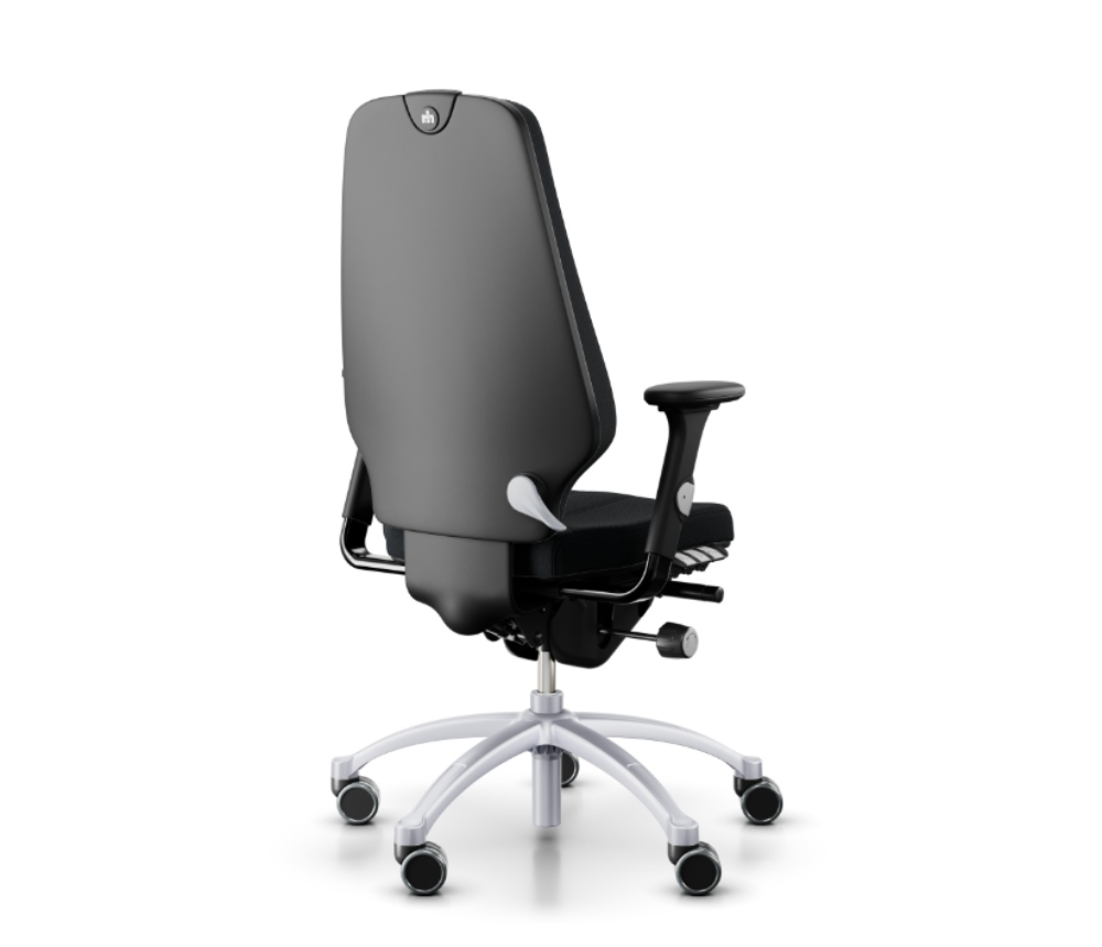 Achterkant RH Logic 400 Ergonomische Bureaustoel Zwart met Zilver Frame