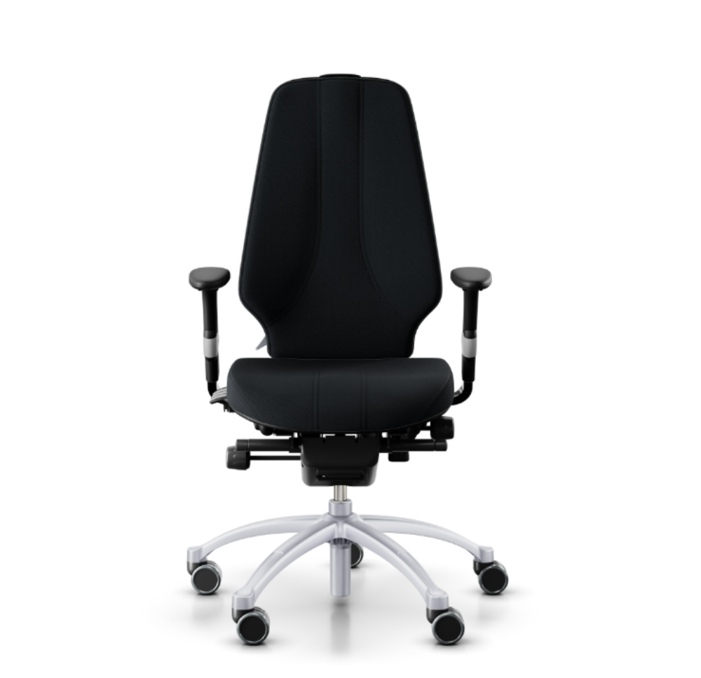 Vooraanzicht RH Logic 400 Ergonomische Bureaustoel Zwart met Zilver Frame