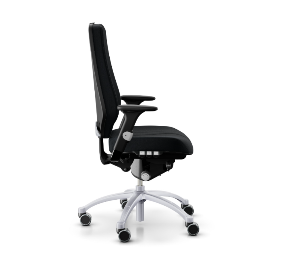 Zijaanzicht RH Logic 400 Elite Ergonomische Bureaustoel Zwart met Zilver Frame
