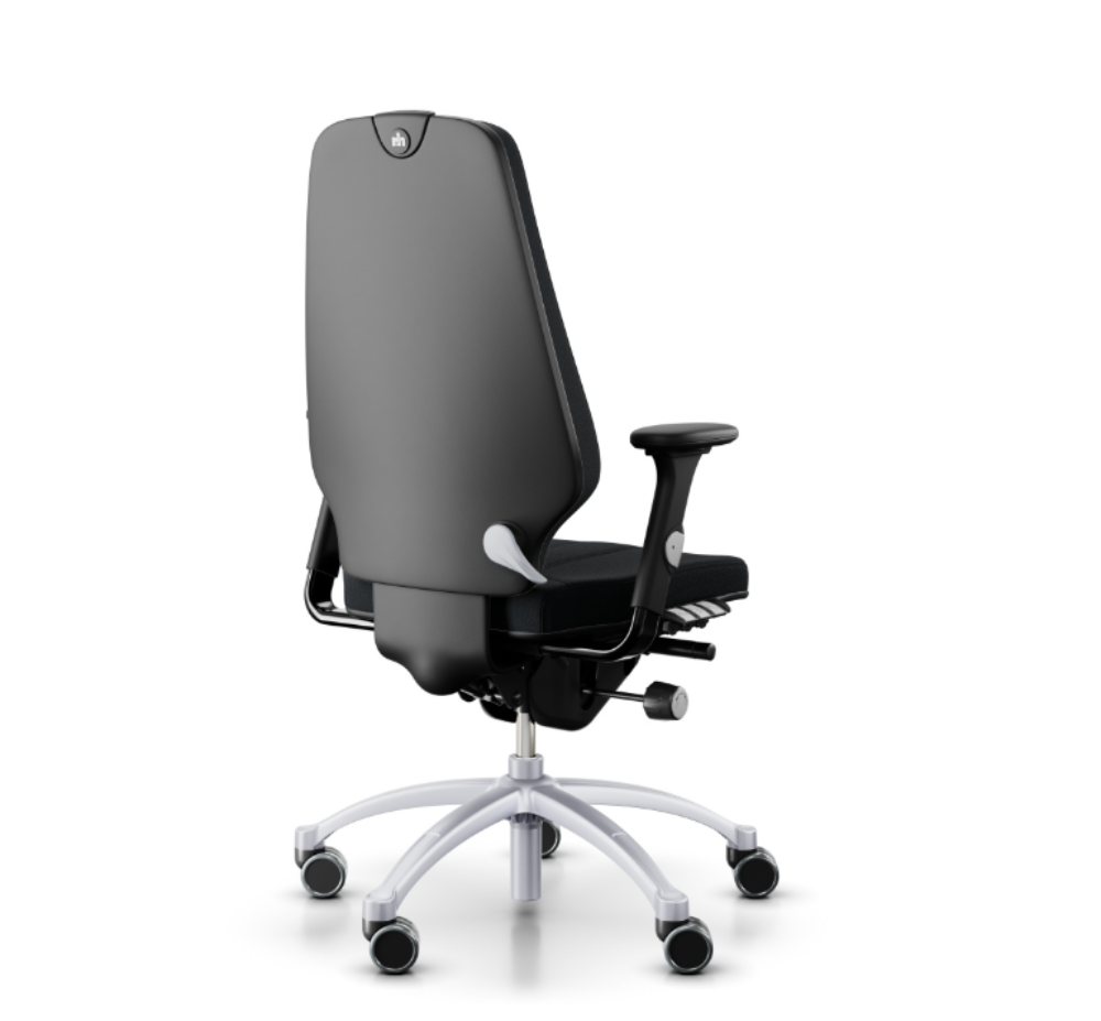 Achterkant RH Logic 400 Ergonomische Bureaustoel XL Zwart met Zilver Frame