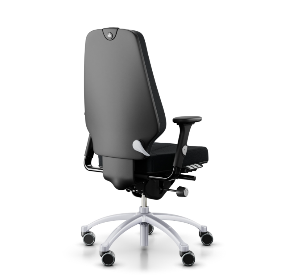 Achterkant RH Logic 400 Elite 24 uurs Bureaustoel XL Zwart met Zilver Frame