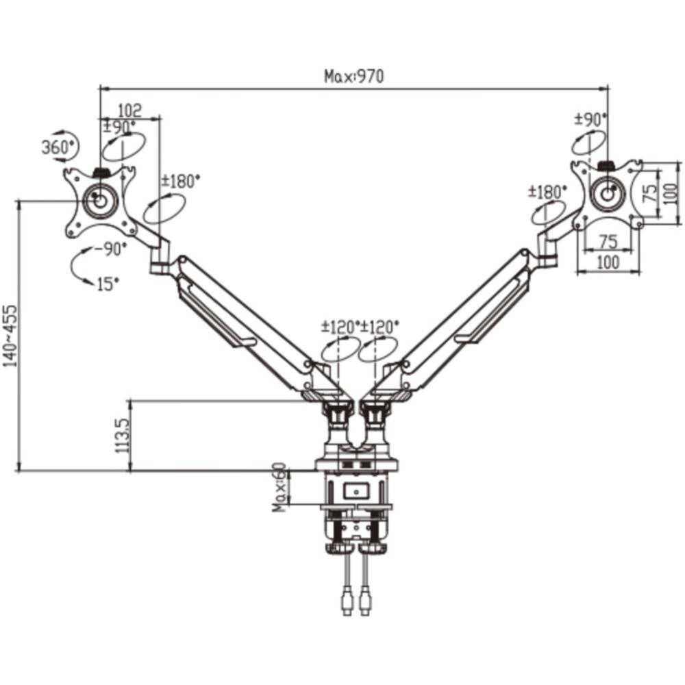 Monitor Arm Classic Dual Black