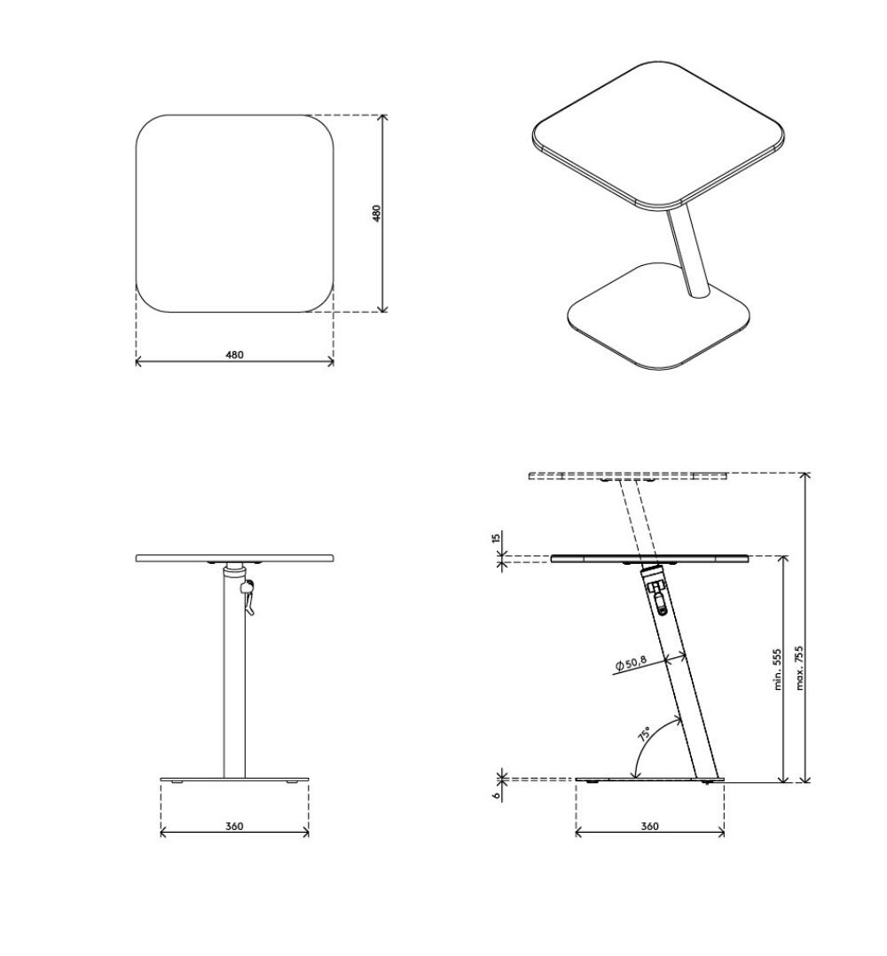 Addit Bento laptoptafel verstelbaar 450 Wit afmetingen