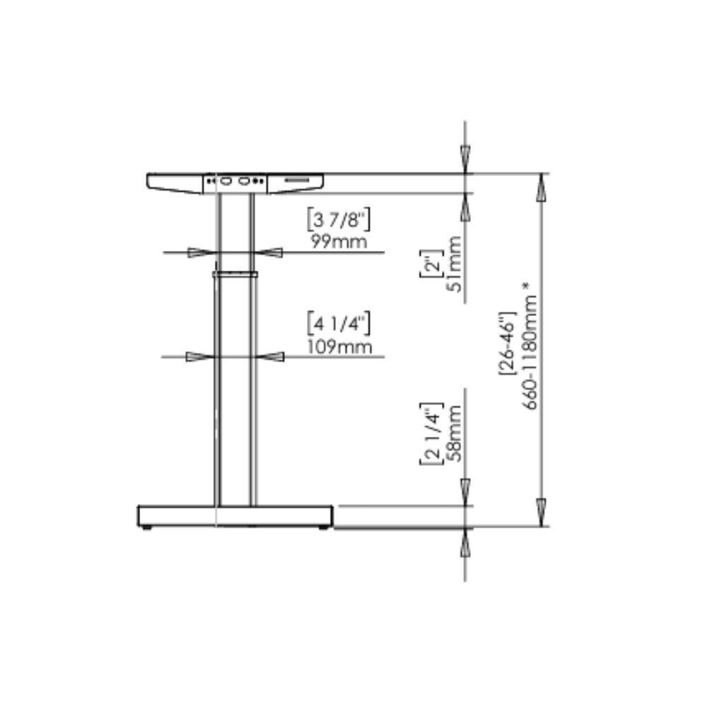 Conset 501 19 Elektrisch bureau onderstel zilver zwart afmetingen