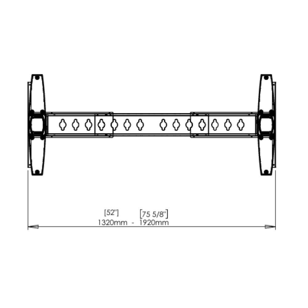 Conset 501 23 Elektrisch bureau onderstel 2 meter verstelbaar tekening bovenaanzicht afbeeldingen