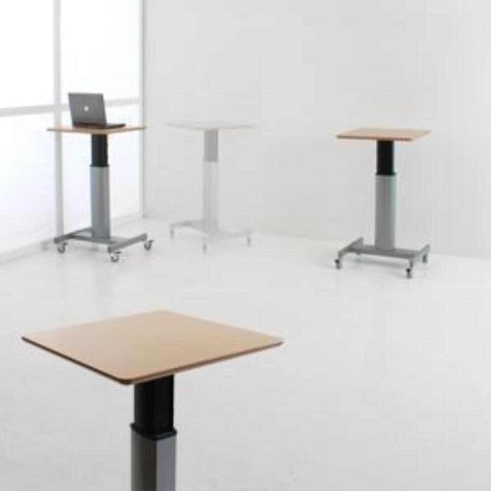 Conset 501-19 Elektrischer Sitz-Steh-Schreibtisch auf Rädern | Inkl. Tischplatte wilde Birne 80 x 80 cm