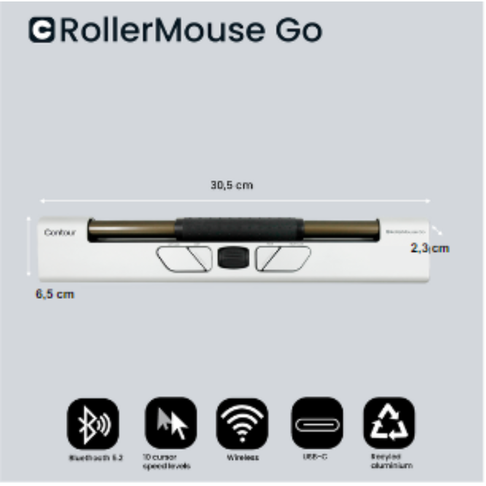 Centric mouse | Contour RollerMouse Mobile | Black | Silver | Wireless