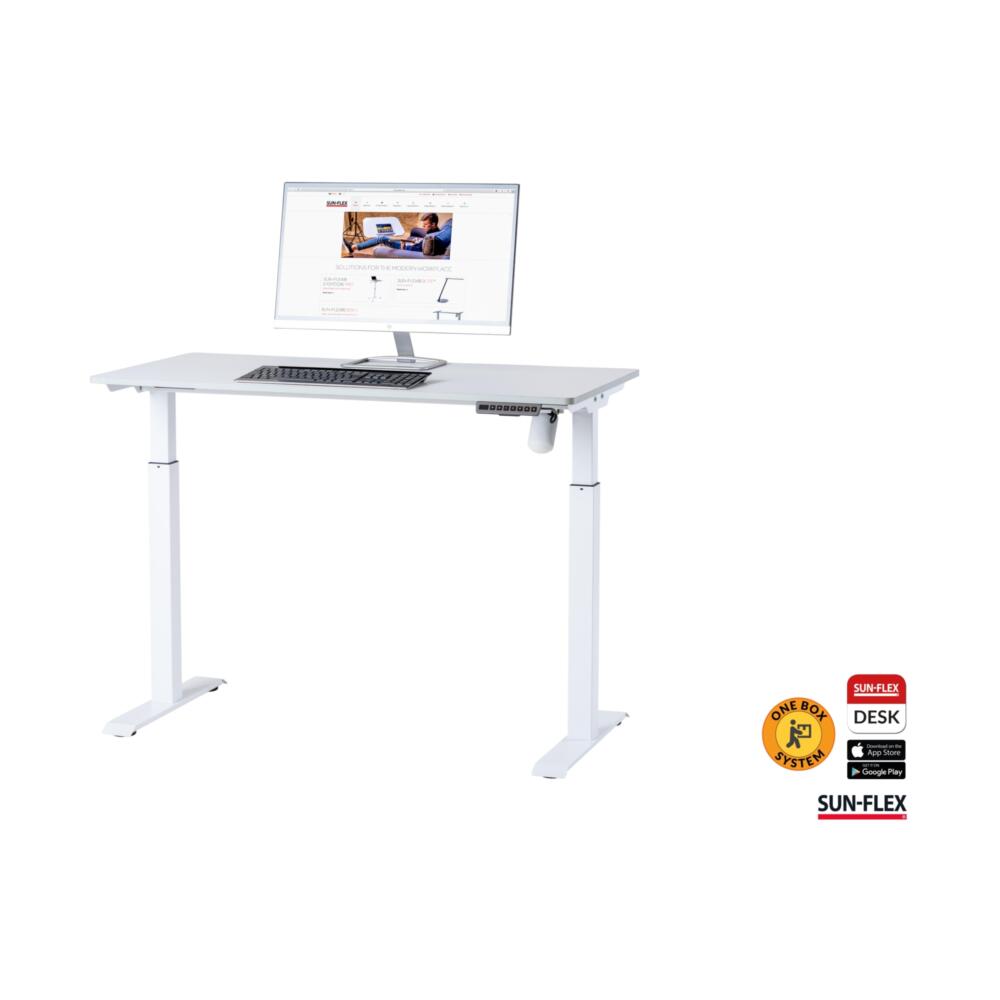 EasyDesk 703 Elektrischer Sitz-Steh-Schreibtisch 120 cm weiß