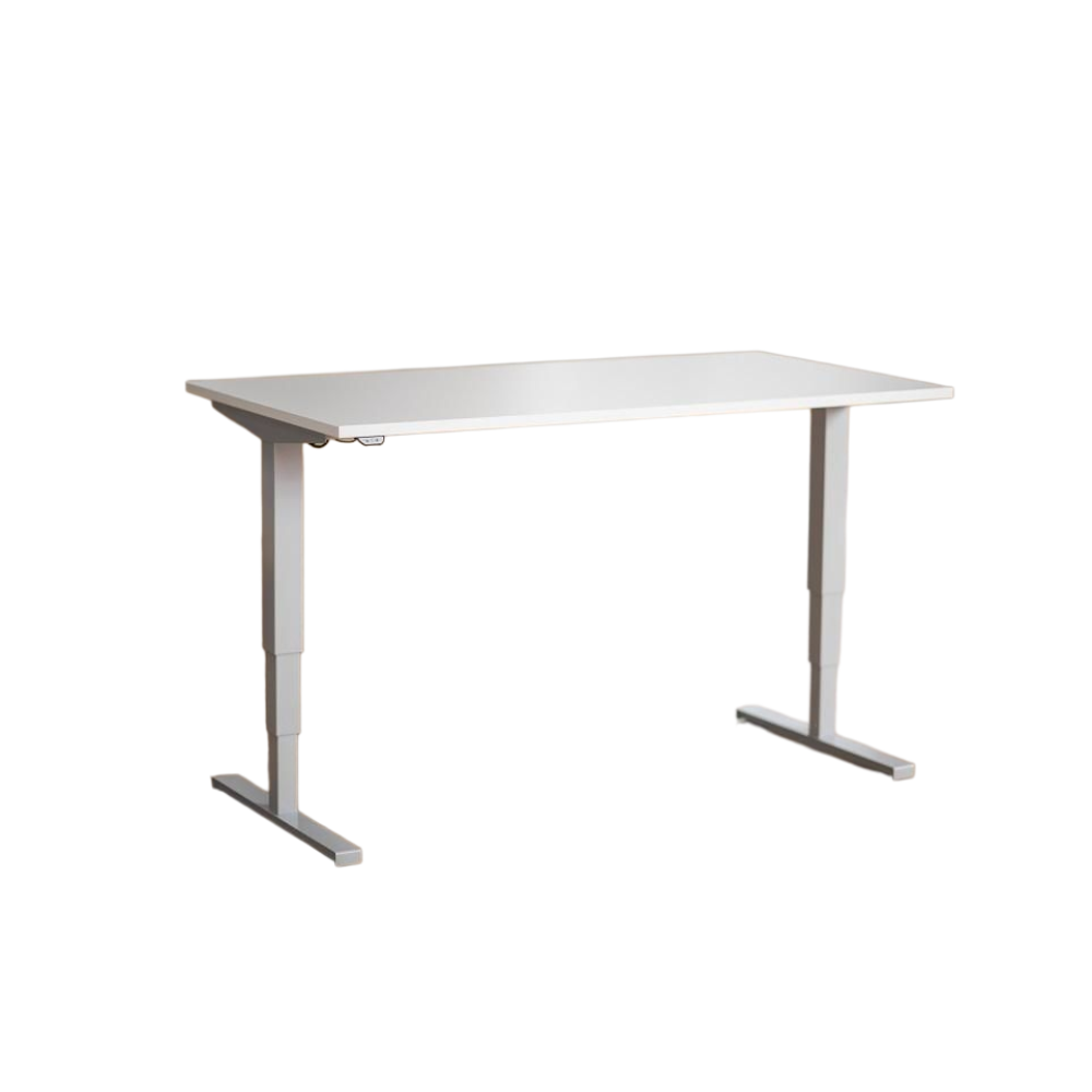 Ergo2Move 1M Elektrisch zit-sta bureau zilver | Incl. wit tafelblad 120 x 80 cm