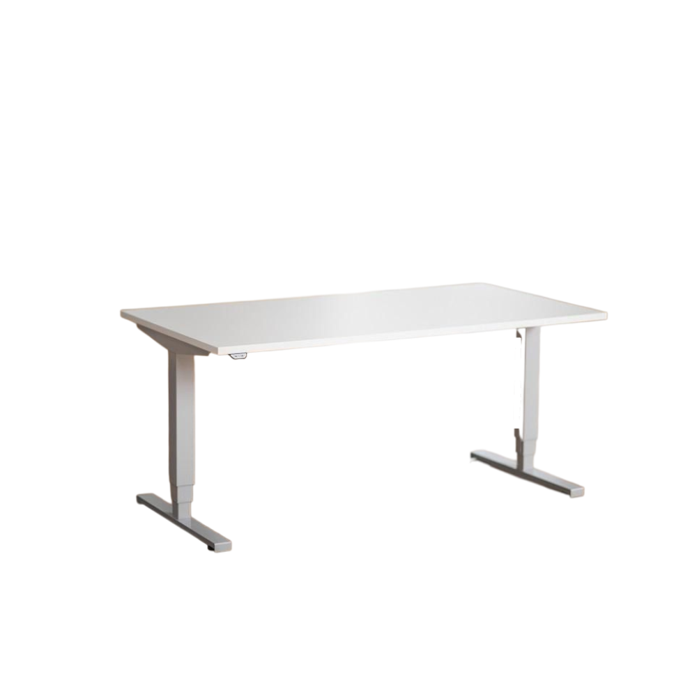 Ergo2Move 1M Elektrischer Sitz-Steh-Schreibtisch silber | Inkl. weißer Tischplatte: 120 x 80 cm