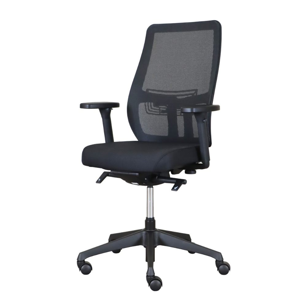 Ergonomische bureaustoel Deluxe netstof zwarte bekleding