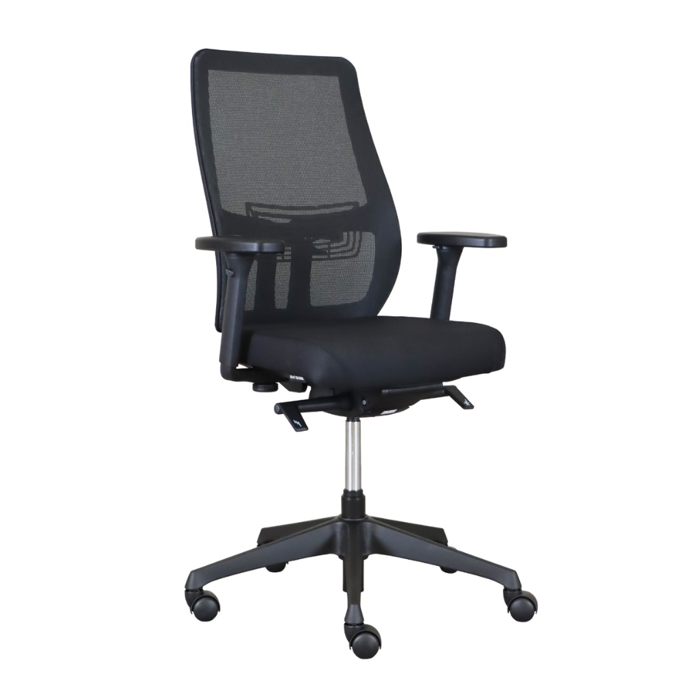 Vooraanzicht Ergonomische bureaustoel Deluxe netstof zwart