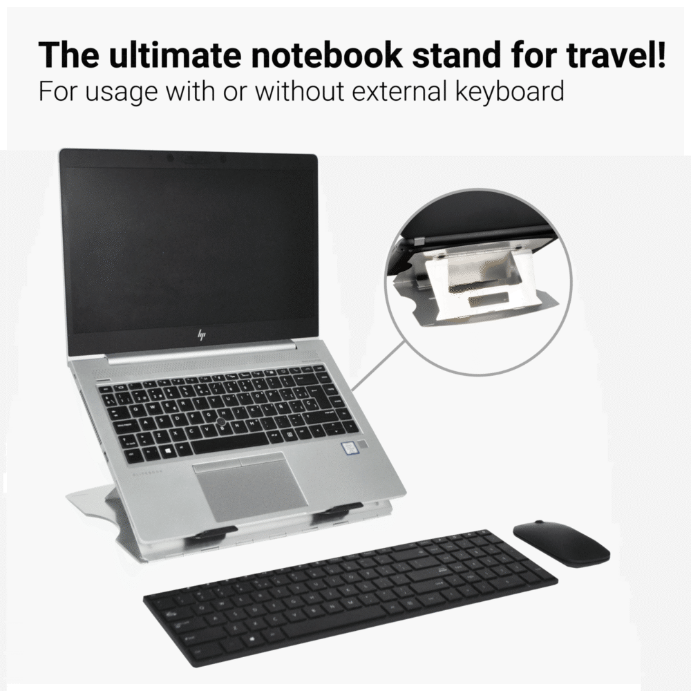 Ergowork Laptopstandaard Draaibaar met laptop en toetsenbord