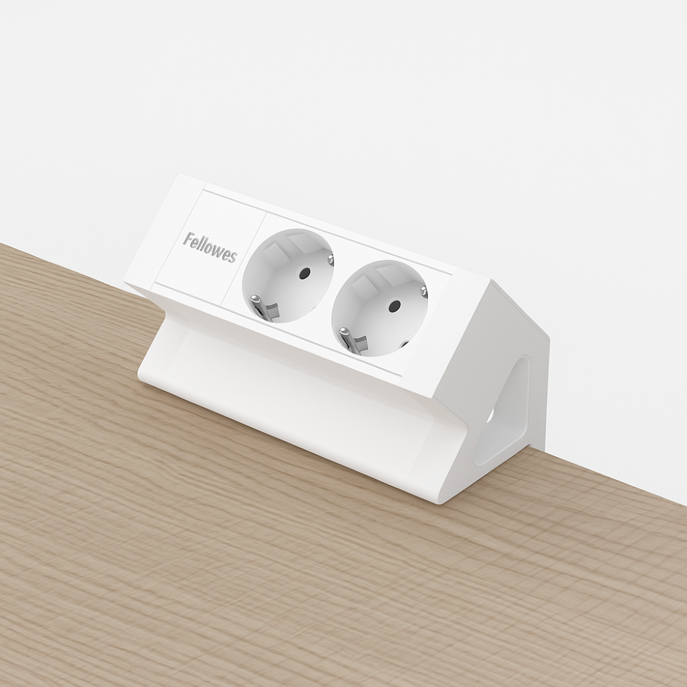 Filex Power Desk Up 2 0 2x 230 V Wit op het bureau