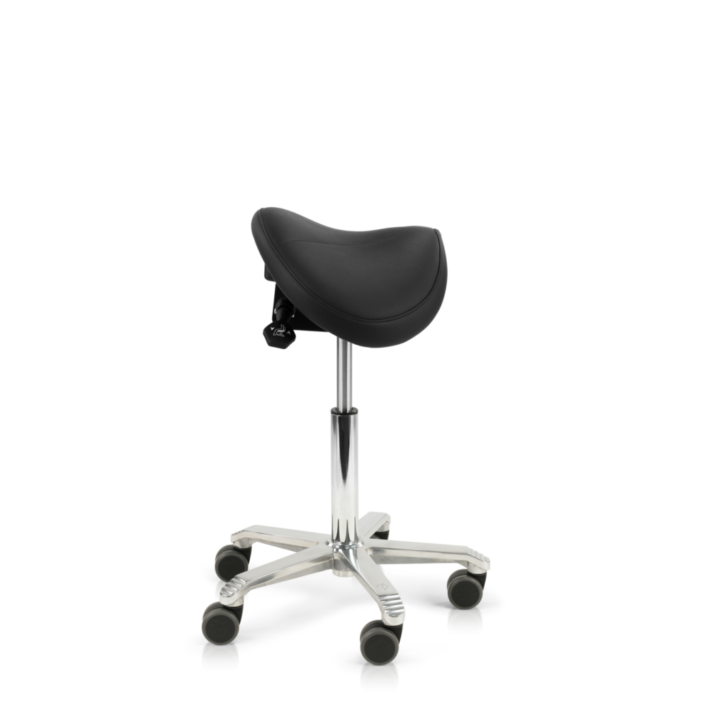 Zijaanzicht Score Jumper Ergonomische Zadelkruk – Stamskin Zwart