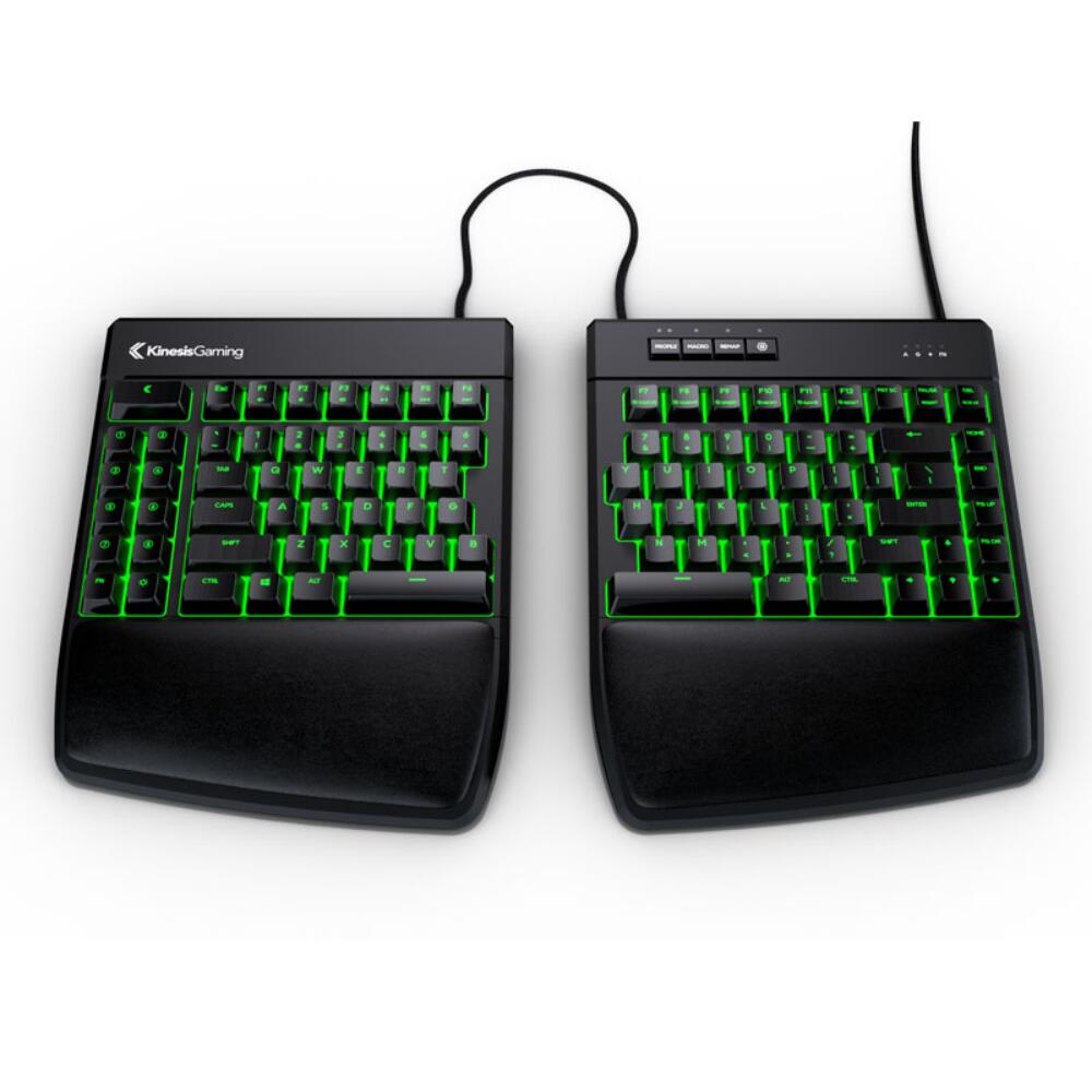 Kinesis Freestyle Edge RGB Gesplitst Gaming Toetsenbord QWERTY US met groene verlichting