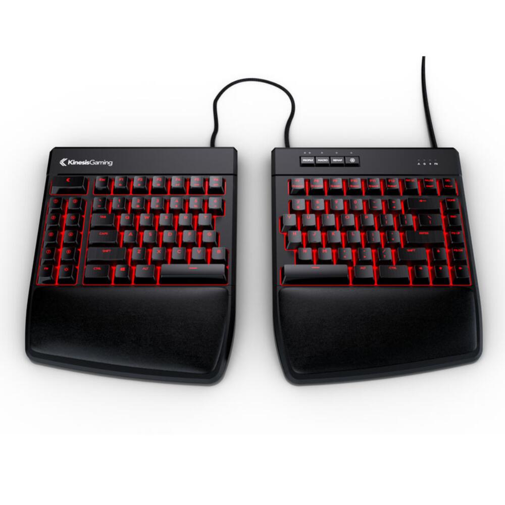 Kinesis Freestyle Edge RGB Gesplitst Gaming Toetsenbord QWERTY US met rode verlichting