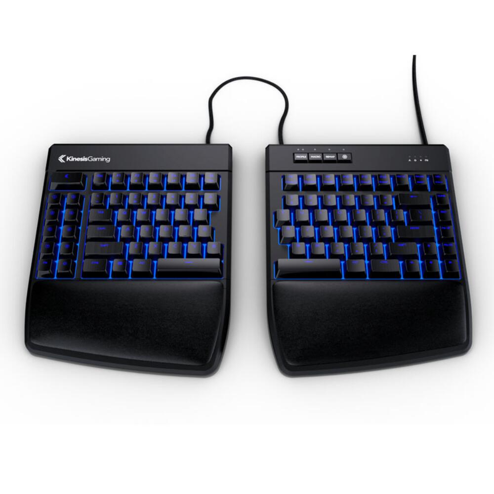 Kinesis Freestyle Edge RGB Gesplitst Gaming Toetsenbord QWERTY US met blauwe verlichting