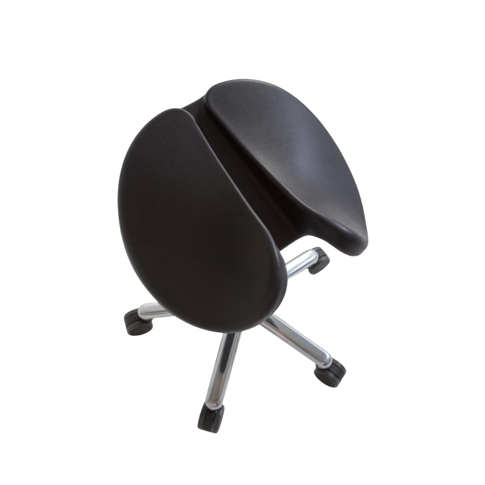 Bovenaanzicht L2 ergonomische zadelkruk op wielen zwart