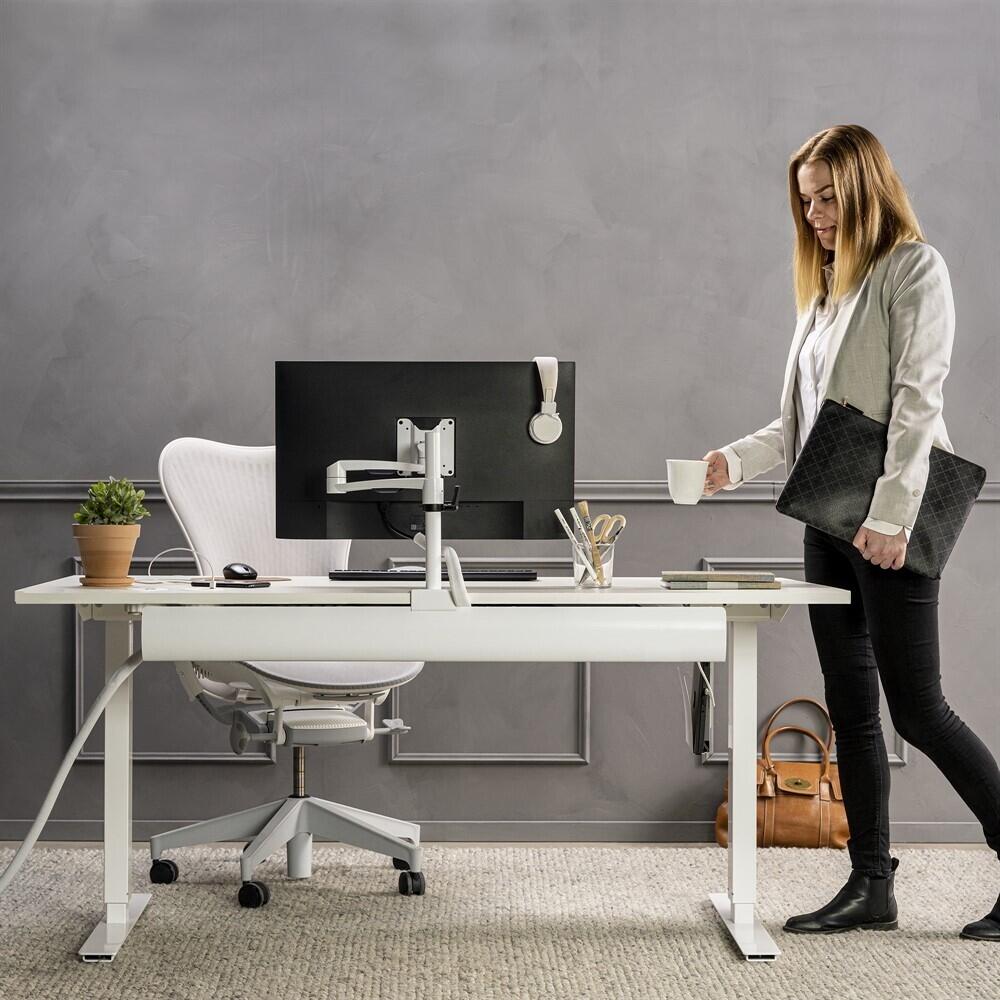 Lift Pipe Kabelgoot 105cm Wit gemonteerd onder het bureau