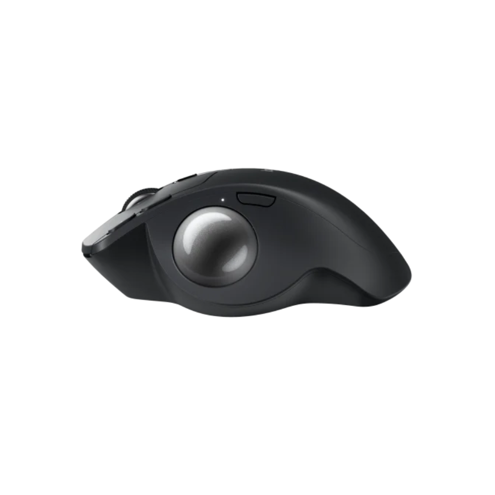 Logitech MX Ergo S Ergonomische Trackball Muis - Rechts - Draadloos zijaanzicht met zichtbare trackball
