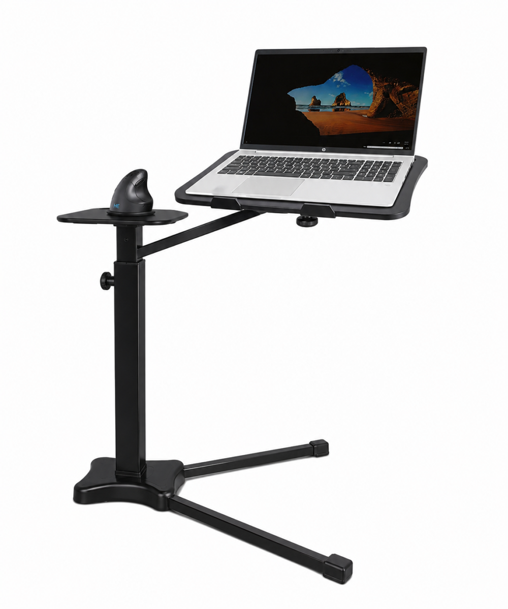 Lounge2 Work laptoptafel verstelbaar zwart met laptop en muis