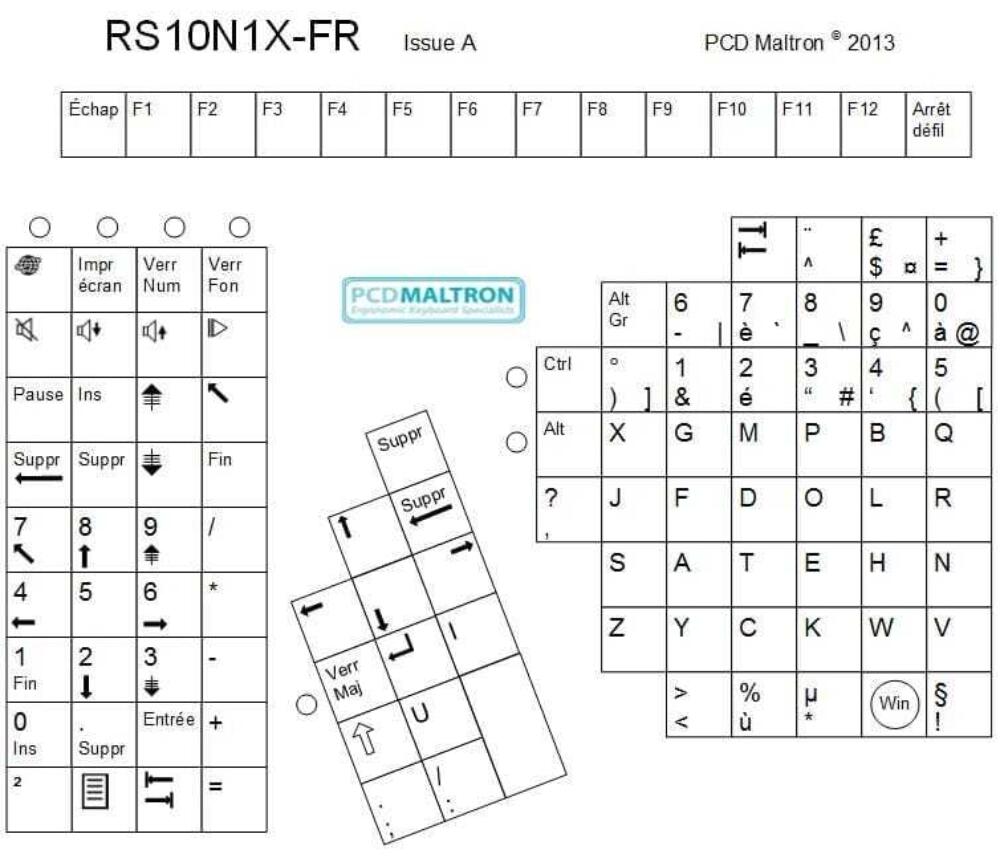 Maltron eenhandig toetsenbord rechtshandig – AZERTY (FR)