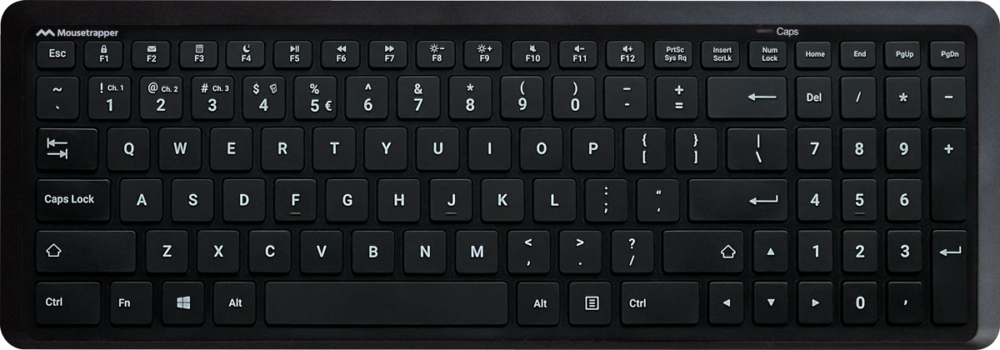 Mousetrapper Type Midi compact toetsenbord QWERTY US Draadloos Bedraad vooraanzicht