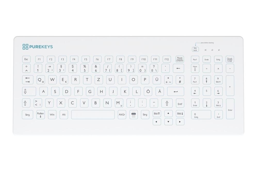 Bovenaanzicht Purekeys medisch toetsenbord Compact Fixed Angle DE wit