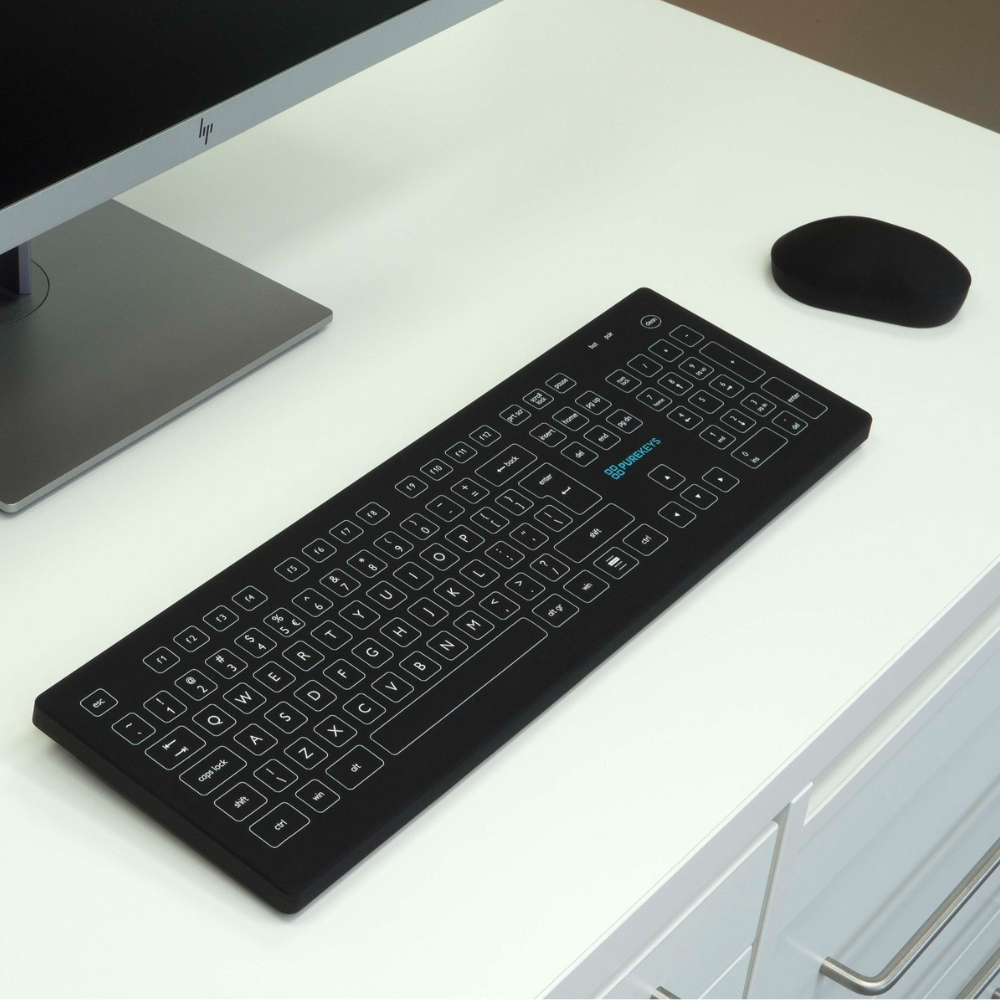Purekeys medische muis draadloos zwart op het bureau