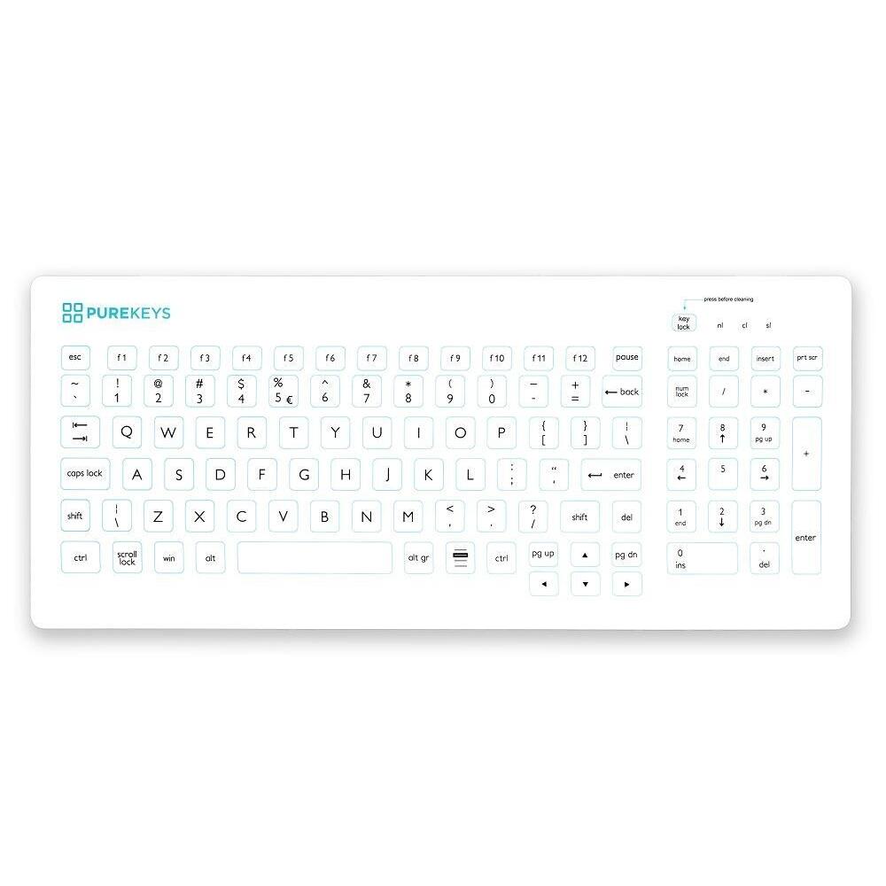 Purekeys medisch toetsenbord Compact Fixed Angle US wit