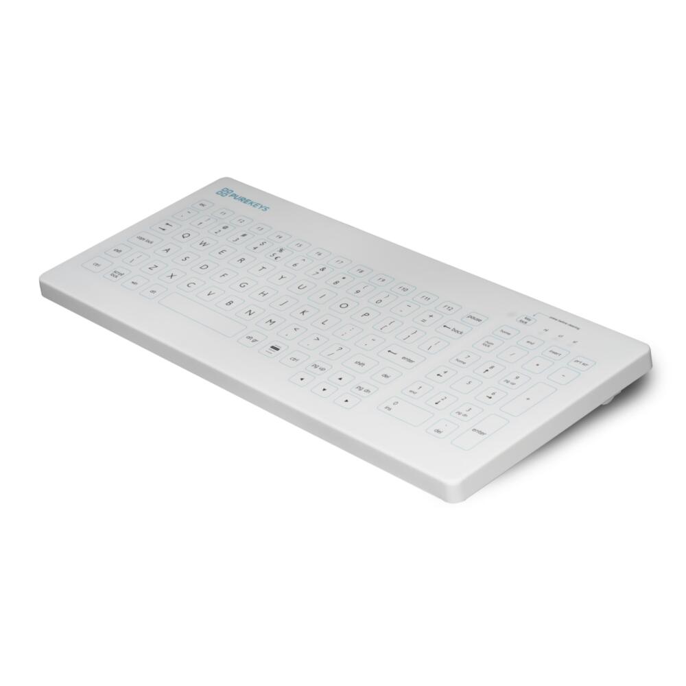 Purekeys Medical Keyboard Compact Fixed Angle Wireless White US