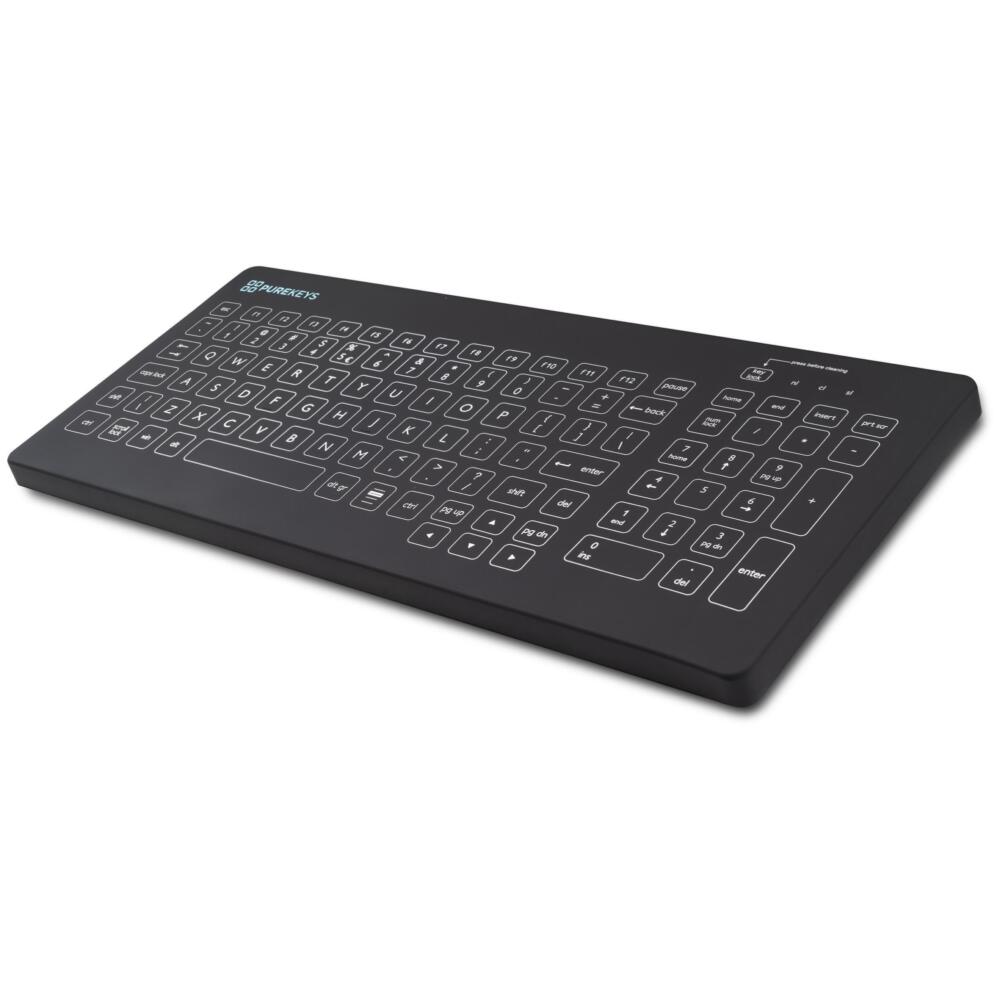 Purekeys Medical Keyboard Compact fester Schreibwinkel Kabellos Schwarz US