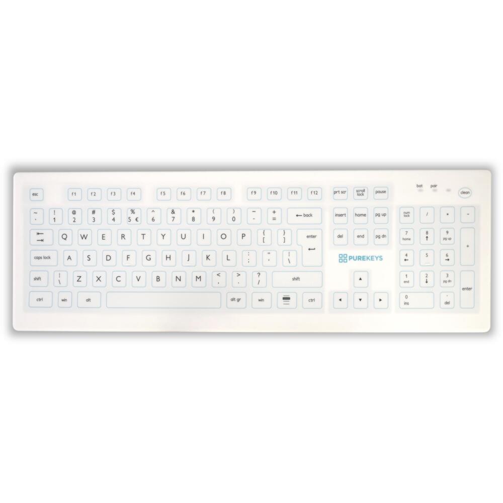Purekeys medizinische Tastatur kabellos DE weiß