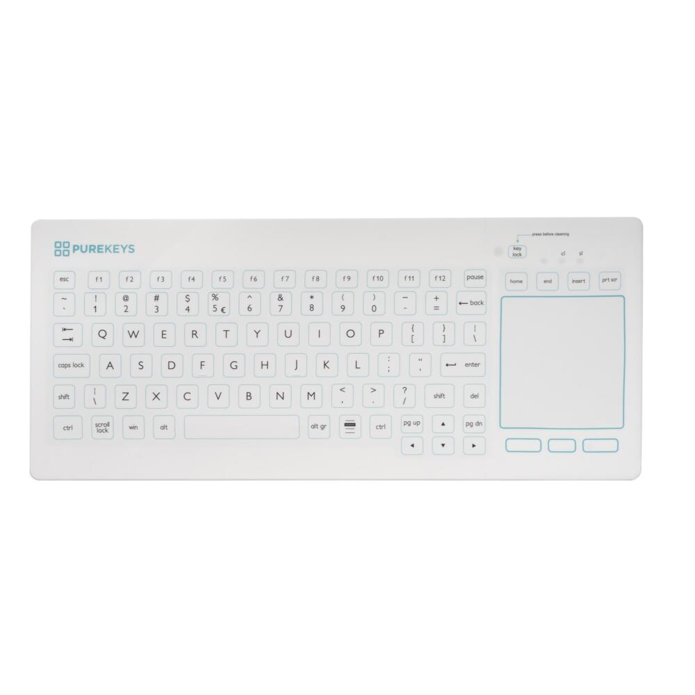 Purekeys medizinische Tastatur mit Touchpad US weiß