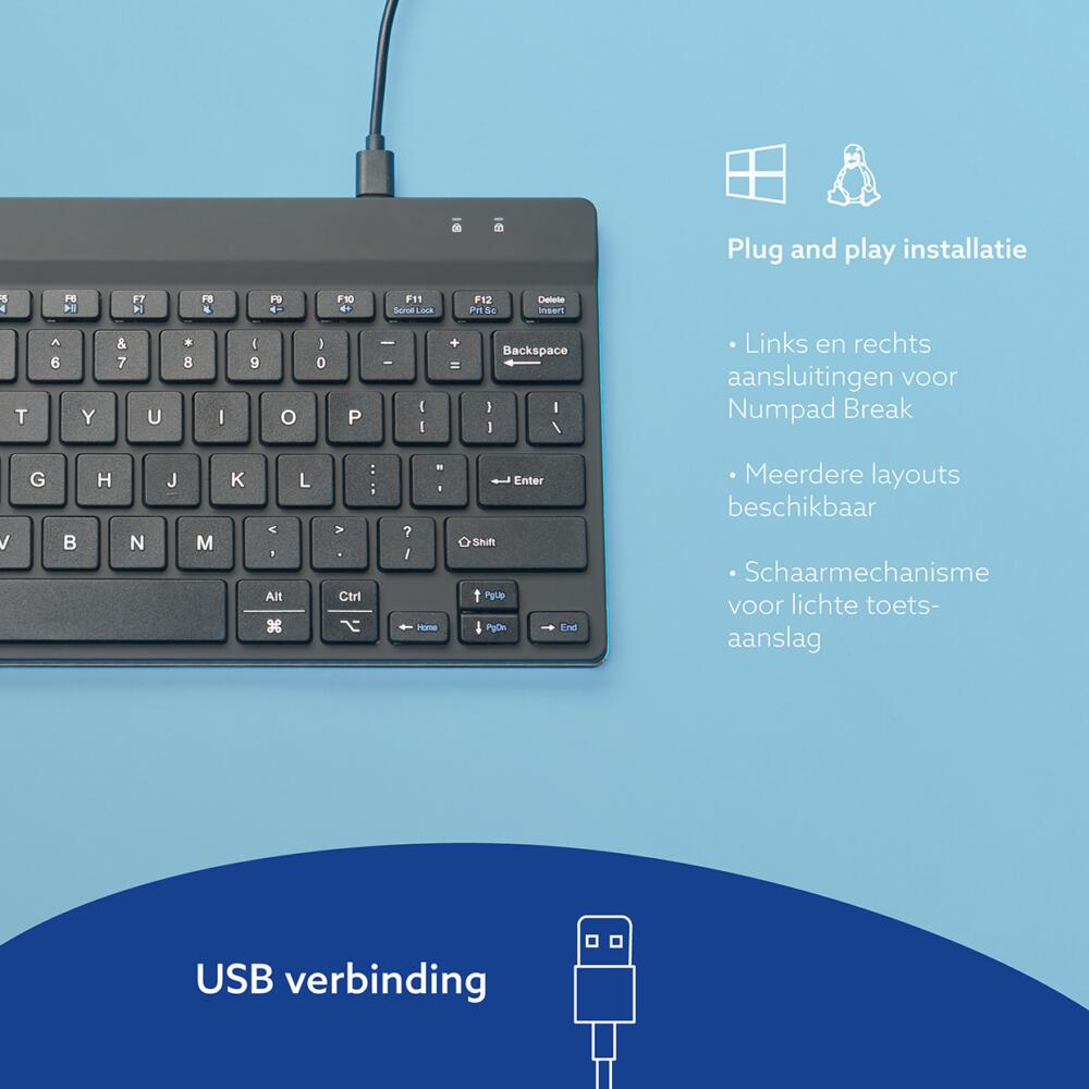 R Go Compact Break zwart bedraad QWERTY US  dun ontwerp