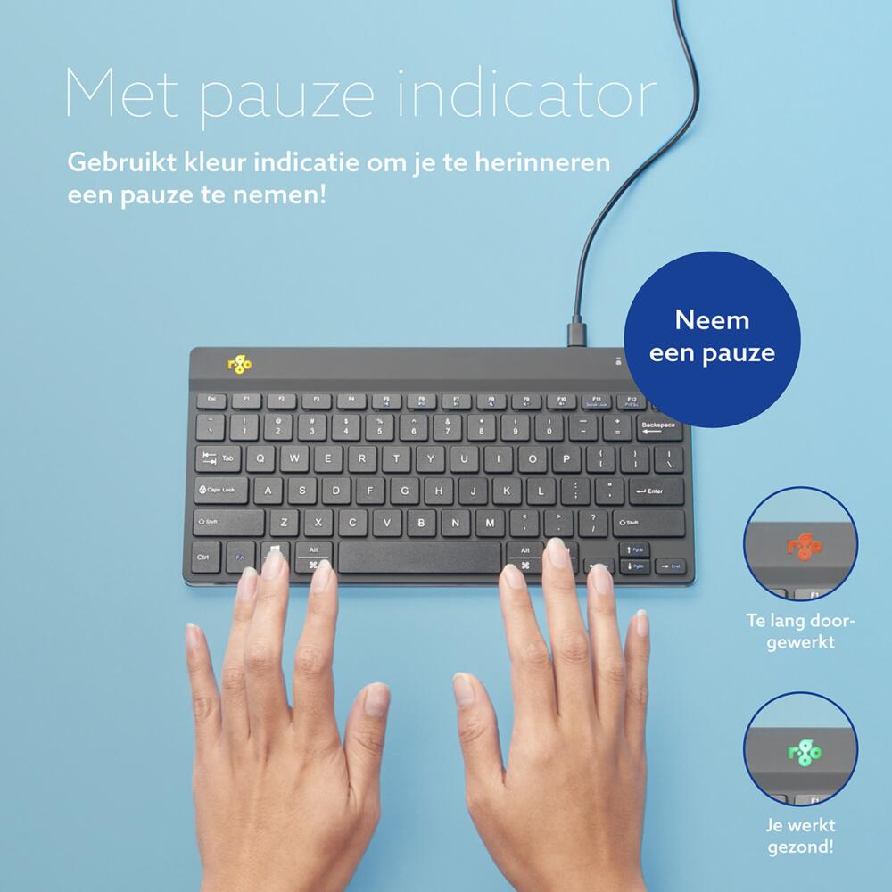 R Go Compact Break zwart bedraad QWERTY US met pauze indicator groen, oranje en rood