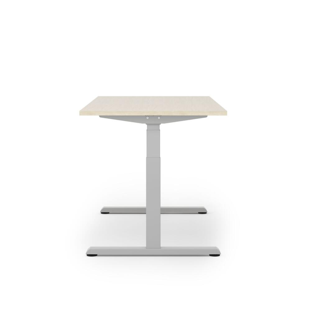 STEELFORCE 1050 Elektrisch Bureau Onderstel Zilver met eiken blad zijaanzicht