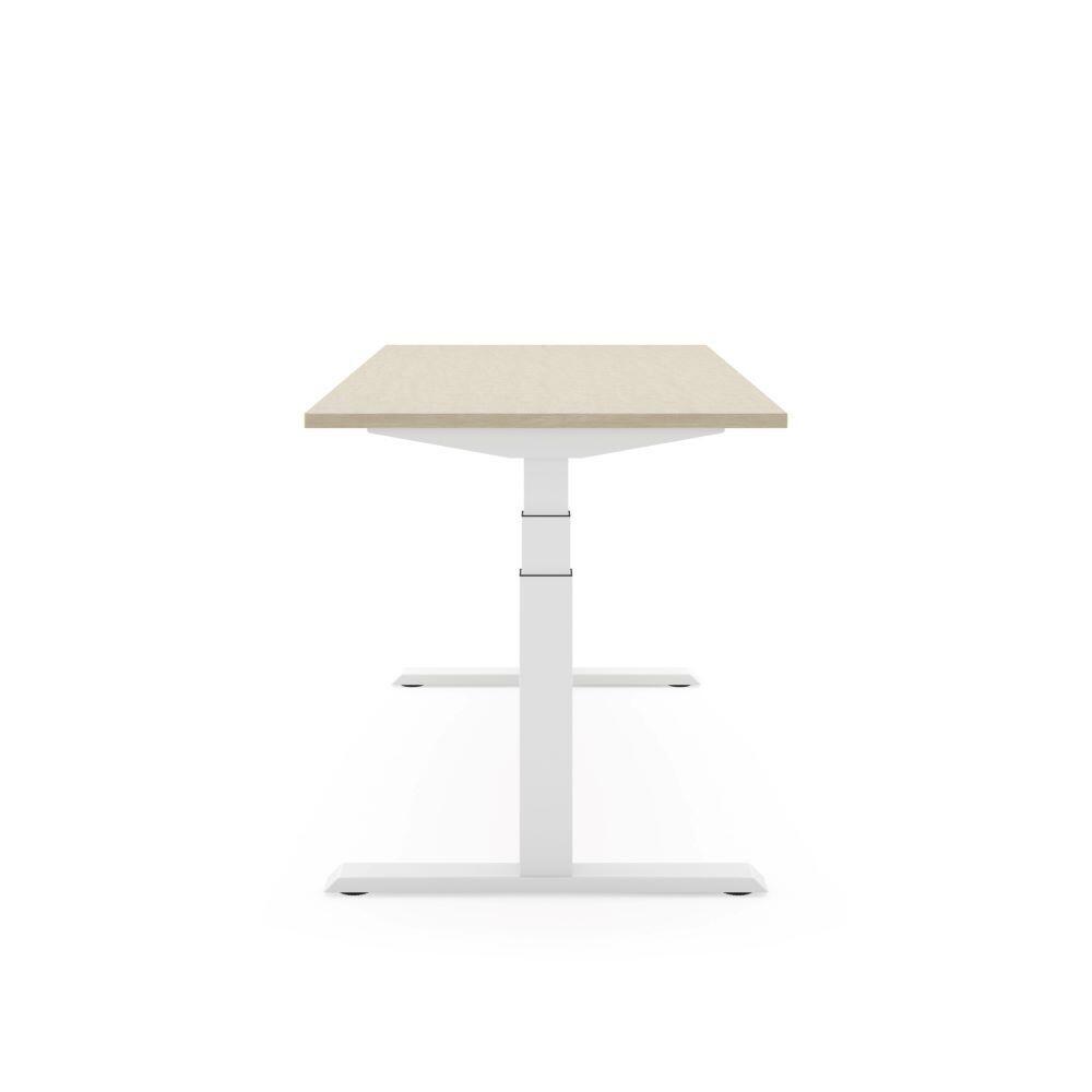 STEELFORCE PRO 470 SLS bureau onderstel wit met eikenblad zijaanzicht