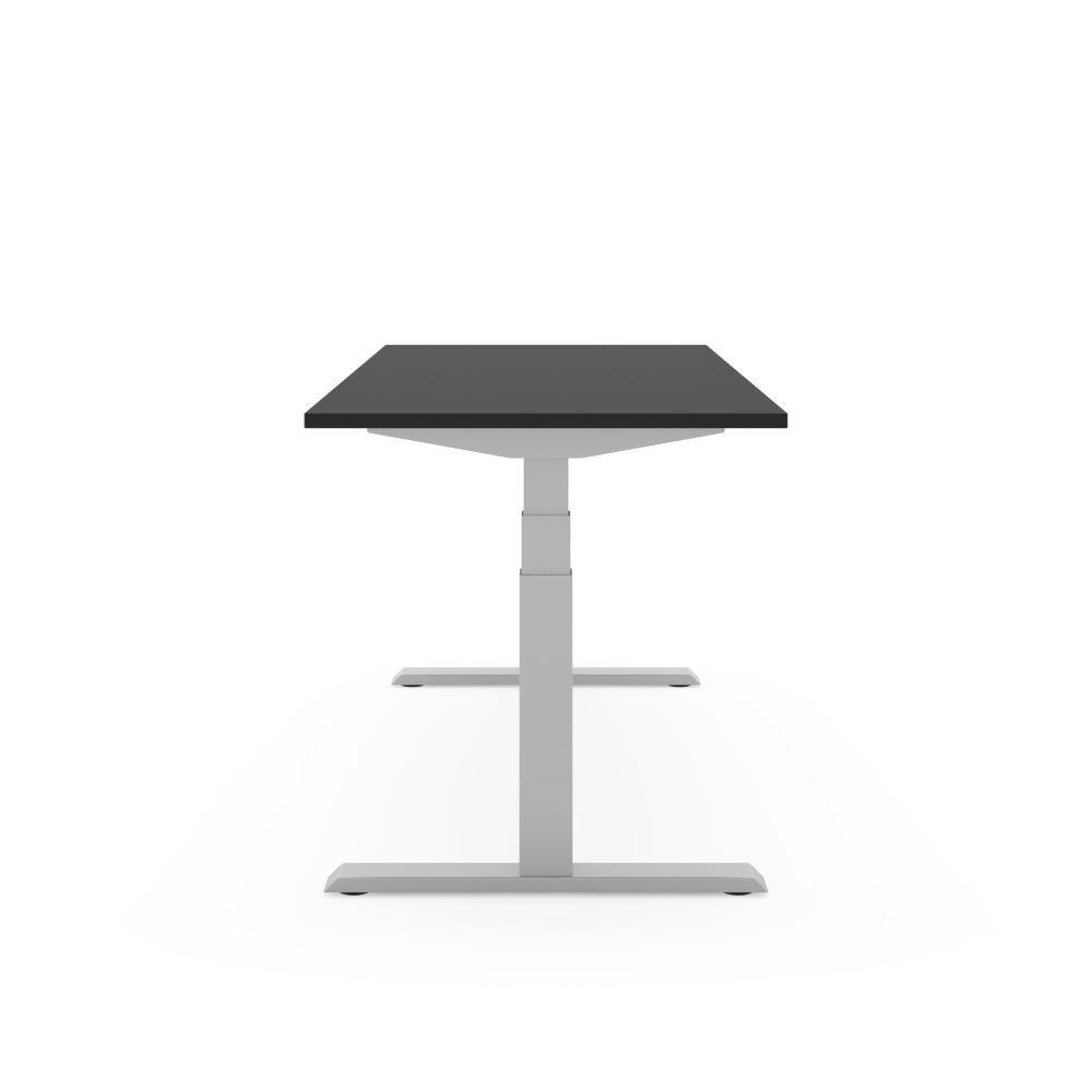 STEELFORCE PRO 670 SLS bureau onderstel zilver met zwart tafelblad zijaanzicht