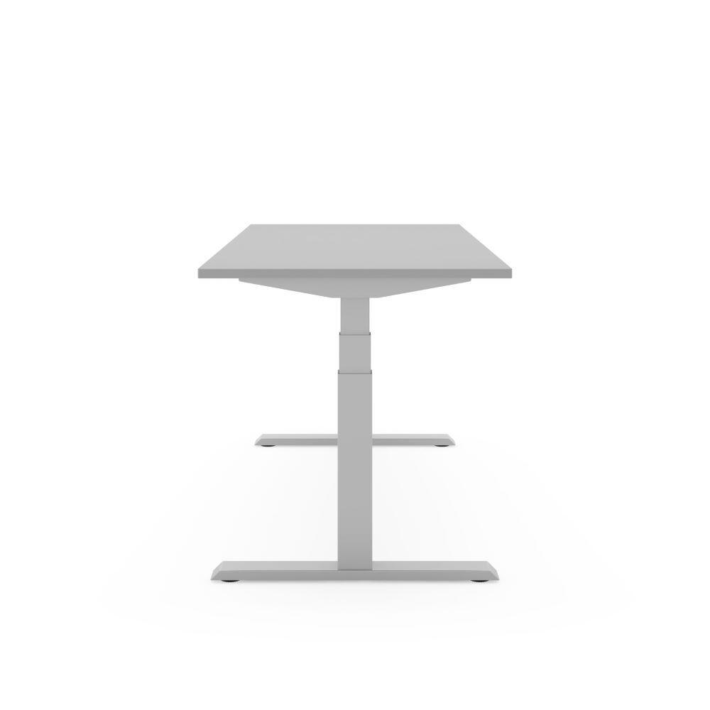 STEELFORCE PRO 670 SLS bureau onderstel zilver met licht grijs tafelblad zijaanzicht